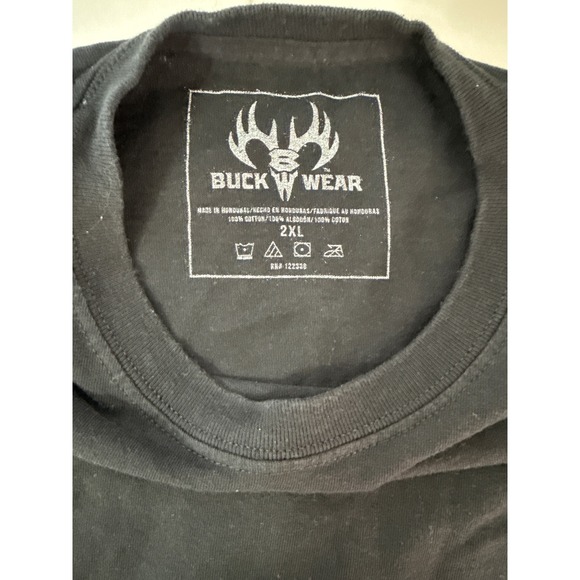 Buck Wear‎ Mens 2XL Black Graphic T-Shirt Deer Hunting Outdoors Short Sleeve - Picture 4 of 7